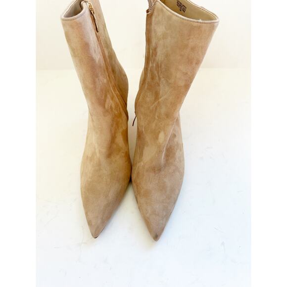 NWOB Ann Taylor Straight Stiletto Bootie Boot Tan Gold Zip 8 - Picture 2 of 4